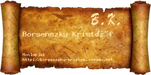 Borsenszky Kristóf névjegykártya